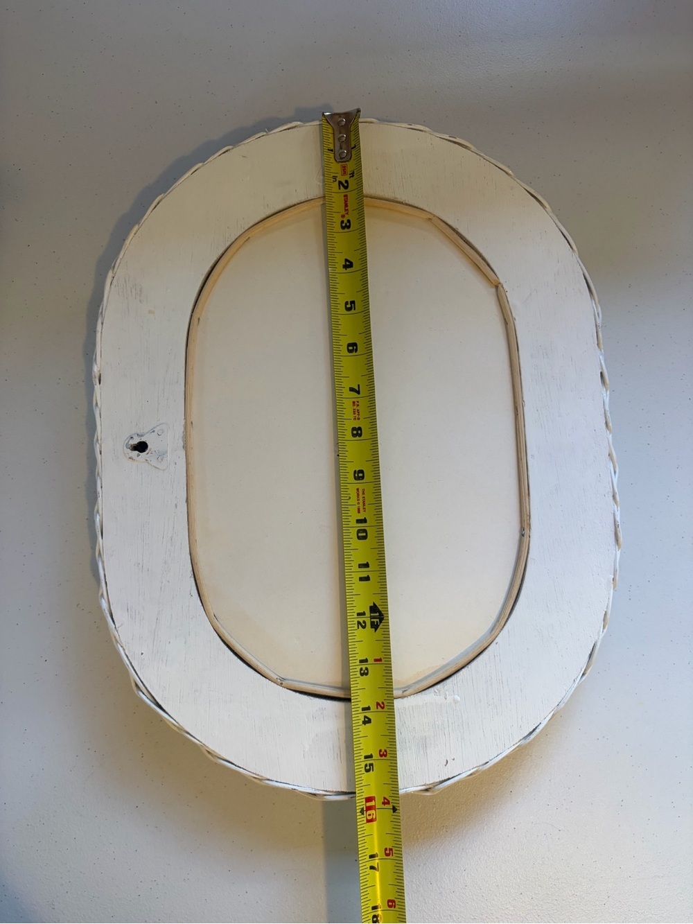 Vintage White Wicker Wall Mirror Oval Boho Cottagecore Farmhouse Decor Vanity - Picture 6 of 6